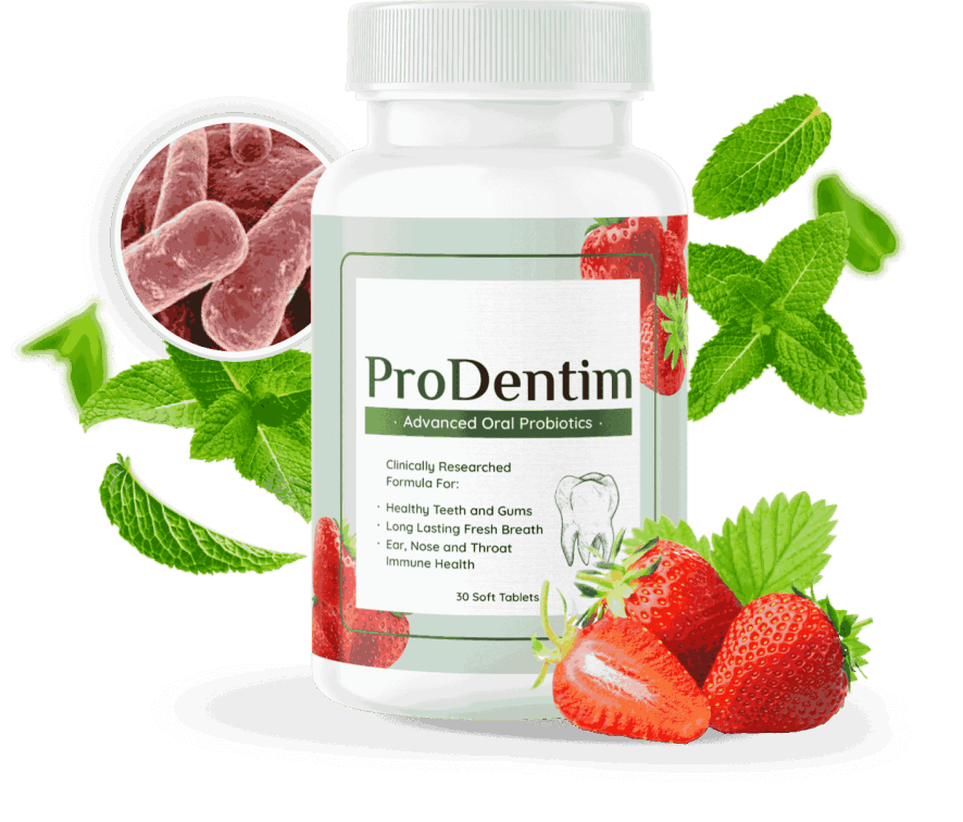 ProDentim oral probiotic supplement bottle and packaging